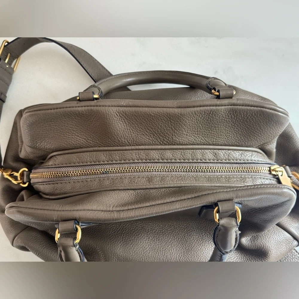 Marc Jacobs Brown Pebbled Leather Satchel with adjustable Shoulder Strap